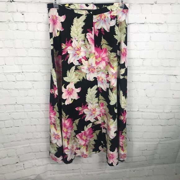 Jones New York A-line Skirt Stargazer Lily 12 Silk - Picture 1 of 7